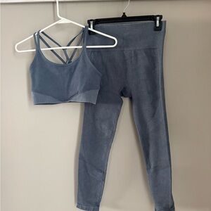 JoyLab Ribbed Blue Strappy Activewear Set